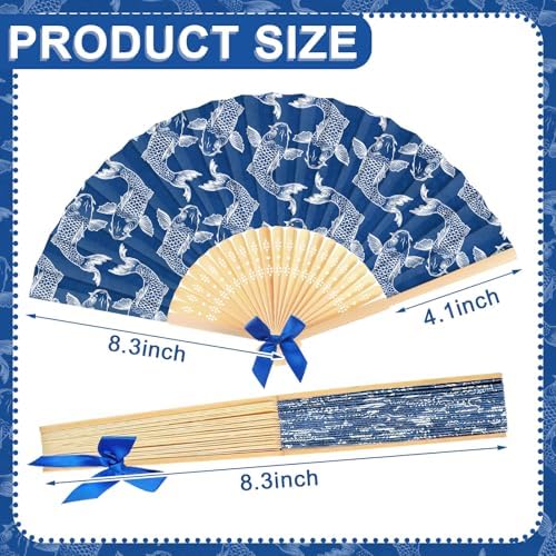 Roowest 36 Pcs Blue and White Folding Fans Bulk - Retro Chinoiserie Japanese Floral Paper Hand Foldable Fans for Wall Decor Wedding Guests Favor Gifts Tea Party Supplies - Image 2