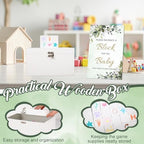 Whaline 74 Pcs Baby Shower Game Kits Watercolor Leaves Wooden Display Sign Storage Box Blank Building Blocks Colorful Markers for Birthday Party DIY Crafts Supplies - Image 4