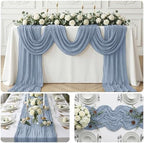 20 Pack Dusty Blue 17 x 108 Inch Cheesecloth Table Runner - Boho Gauze Sheer Fabric for Wedding Baby Shower Party Home Decor - Image 7