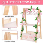 Double Layered Wooden Baby Shower Crate Closet Baby Storage Crate Hamper with Letters Garland and 10 Clothes Hangers Foldable Nursery Storage Crate for Girl Boy Pregnancy Gift - Image 3