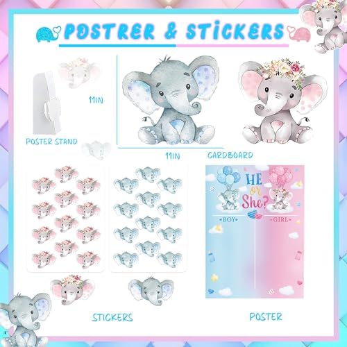164pcs Gender Reveal Decorations, Gender Reveal Supplies Kit, Baby Boxes Gender Reveal Balloon Decorations Kit, Pink and Blue Elephant Gender Reveal Decorations, Boy or Girl Decorations Kit - Image 4