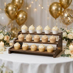 3-Tier Rustic Wood Cupcake Stand & Dessert Display Riser with Handles - Image 6