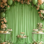 16x10FT Sage Green Backdrop Curtains for Wedding Parties, Wrinkle Free Polyester Photography Backdrop Drapes for Wedding Baby Shower Birthday Parties Stage Background Stand Decorations 4x10ft,4 Panels - Image 4