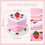 6 Inch Strawberry Heart Fake Cake, Pink Heart Artificial Cake with Strawberry Topper and Rose Decor, Reusable Faux Cake Prop for Wedding, Birthday, Bridal Shower, Baby Shower, Anniversary Party Decor - Image 2