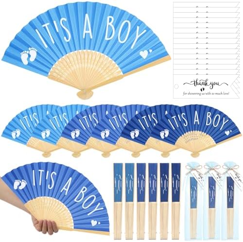 Threehoney 25 Sets Shower Party Favor for Guests Gift Fans, Blue by Threehoney