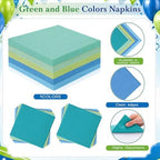 Mimorou 350 Pcs Green and Teal Plates Cups Napkins Utensils Blue - Image 5
