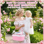 3PACK Pink Woven Gift Basket with Long Handles, Large Gift Basket Empty - Image 4