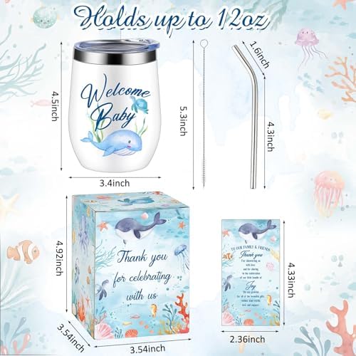 Hoolerry 6 Set Baby Shower Cups, 12oz Stainless Steel Tumbler, Sea Animal - Image 2