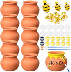 10 Set Terracotta Clay Honey Pots Kit Bulk DIY Honey Pot Jar Decor, Classic by Blushtier