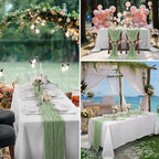15 Pack Sage Green Cheesecloth Table Runner 9FT Rustic Sheer Table Runners 17x108 Inch Gauze Boho Runner for Wedding Bridal Baby Shower Birthday Party Table Decorations - Image 7