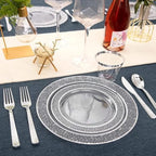 Ciaell 150PCS Clear Silver Plastic Plates - Silver Disposable Plates include 25Dinner Plate, 25Dessert Plate, 25Forks, 25Knives, 25Spoons, 25Cups for Weddings & Parties - Image 6