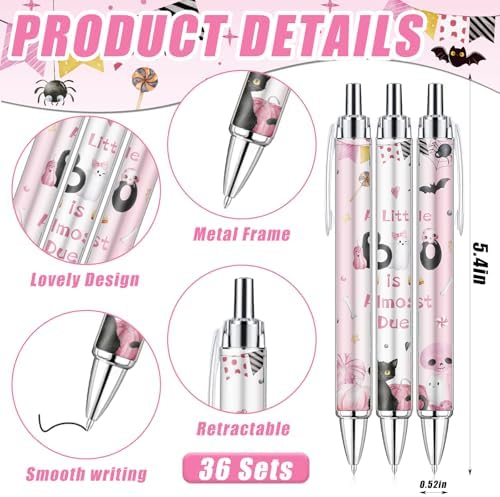 145 Pieces Halloween Baby Shower Favors for Guest A Little Boo is Almost Due Ballpoint Pens and Keychains Gifts Bulk Retractable Baby Shower Party Pens Gender Reveal Thank You Cards Souvenirs Prizes - Image 2