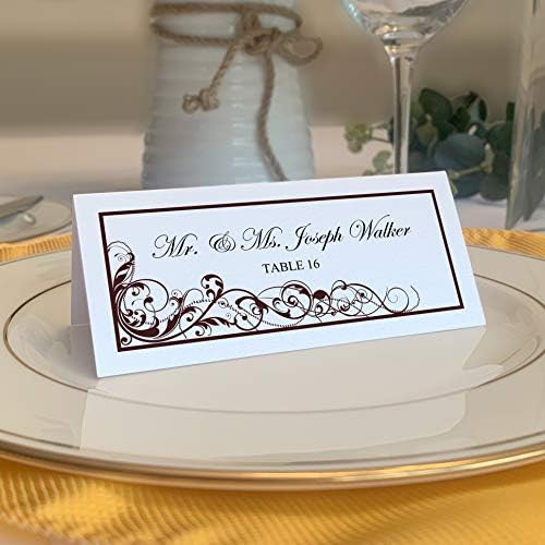 Scribble Vintage Swirl Printable Place Cards, Chocolate, Set of 150 (25 She by DocumentsandDesigns