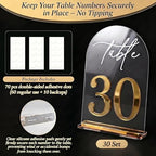 Crystal Clear Acrylic Wedding Table Numbers 1-30 Set, Self-Standing Modern Arched Signs for Reception Seating, Anniversary & Bridal Shower, Elegant Wedding Decor (5x7 Inches) - Image 6