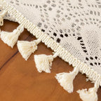 Boho Crochet Cotton Lace Tablecloth Rectangle 52 x 102 Inch Beige - Image 5