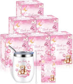 Hoolerry 6 Set Baby Shower Cups, 12oz Stainless Steel Tumbler, Pink Bear by Hoolerry