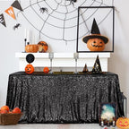 SquarePie Sequin Tablecloth 90x132 Inch Black for Halloween Wedding Party - Image 3
