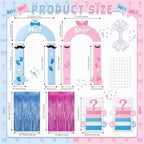 Haull Gender Reveal Party Decorations Set He or She Porch Banners Pink and Blue Foil Fringe Curtains Boy or Girl Rug Photo Backdrop for Baby Shower Party Door Entryway Decor - Image 3