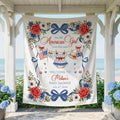 Custom American Girl Baby Shower Banner Patriotic Floral Backdrop Fourth of July Welcome Sign Personalized Tapestry Independence Day Party Decor Red White Blue Photo Booth Decoration Nursery by Unknown