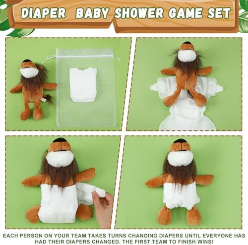 Seenelling Blindfold Diaper Baby Shower Game Kit, Safari Animals, 8 Sets - Image 3