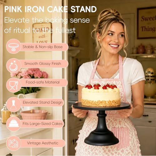 3 PCS Black Round Cake Stand Set, Multi Size Metal Cupcake Holders Stand for Birthday Wedding Banquets, Pastry Display Holders for Holiday Party Dessert Display Table Decor (8"/10"/12" Plate) - Image 4