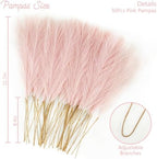obbsie 150PCS Pink Faux Pampas Grass Decor, 21.6" Fluffy Vase Filler - Image 3