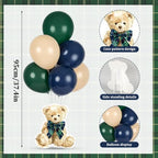 Whaline 12 Sets Bear Balloon Stand Kit for Table Centerpiece Baby Shower Party Decoration 90Pcs Green Blue Beige Latex Balloon Stick Holder with Base for Birthday Gender Reveal - Image 2