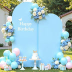 Baby Blue Photo Arch Backdrop Cover Set of 2 for Baby Shower Party 7.2ft and 6ft Arch Covers Stretchy Backdrop Spandex Arch Stand Covers for Boys Birthday Bridal Shower Ceremony Banquet Background - Image 3