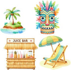 Honoson Large 32" Tiki Aloha Luau Party Decoration Cardboard Cutouts, Tiki Bar Totem Backdrop Standup Yard Signs for Hawaiian Party Supplies Tropical Summer Beach Pool Photo Booth Props - Image 2