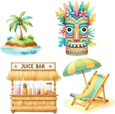 Honoson Large 32" Tiki Aloha Luau Party Decoration Cardboard Cutouts, Tiki Bar Totem Backdrop Standup Yard Signs for Hawaiian Party Supplies Tropical Summer Beach Pool Photo Booth Props - Image 2