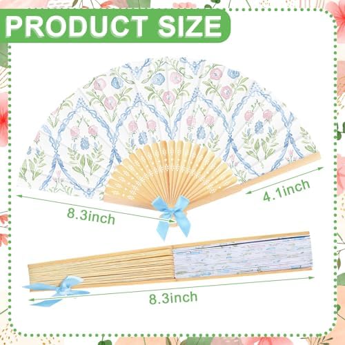 Roowest 36 Pcs Pastel Floral Folding Hand Fans Bulk, Tea Party Paper Fans - Image 2