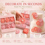 CONFECT Handmade Edible Gum Paste Flower Decorations – Blush Blossom Duo – 60 Piece Assorted Sugar Flower Set with Pearl Centers, Hand Cut Cake Flowers for Cakes, Cupcakes, Cookies & Desserts - Image 4