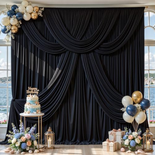 40ft x 10ft Black Backdrop Curtains, 8 Panels Black Drapes for Backdrop - Image 3