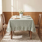 Eternal Beauty Gingham Ruffled Tablecloth Sage Green 52x70 Christmas - Image 3