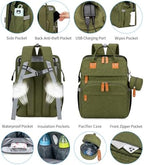 KABAQOO Diaper Bag Backpack with Detachable Changing Station, Large Capacity Baby Diaper Bags for Boys & Girls, Baby Registry Search Stuff & Shower Gifts, Newborn Essentials Must Haves, Army Green - Image 3
