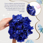 Leinuosen 6 Set Artificial Hydrangea Flowers and Plastic Vases Set Centerpieces Table Decorations Silk Fake Hydrangea Full Flowers Heads with Stems Bulk for Wedding Home Baby Shower (Royal Blue) - Image 6