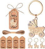 24 PCS Baby Carriage Keychain Party Favors Baby Carriage Key Ring for Party Decorations Baby Shower Key Chain Thank You Gifts for Guest Wedding Party Favor Souvenirs with Tags and Silk Bags, Twine by WxzumgPARTYFAVORS