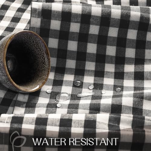 Romanstile Gingham Ruffled Round Tablecloth, 70 Inch, Black - Image 4