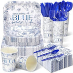 350 Pcs Something Blue Before I Do Paper Plates and Napkins Set by Suttmin