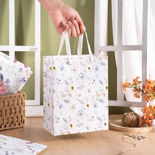 Loveinside Medium Size Gift Bags, Colorful Flower Pattern Gift Bag with Tissue Paper for Shopping, Parties, Wedding, Baby Shower, Craft-12 Pack, 7" X 4" X 9" - Image 5