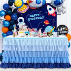 Blue Tablecloth Tutu Table Skirt for Frozen Under the Sea Party Decorations Gender Reveal Birthday Elephant Baby Shower 9ft - Image 2