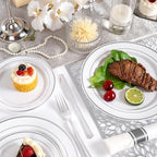 WDF Partyware 175PCS Sliver Plastic Plates - Silver Plates Disposable - White Plate with Silver Trim 25Guests Plastic Dinnerware Sets with Rolled Napkins for Wedding Baby Shower Spring Birthday - Image 4