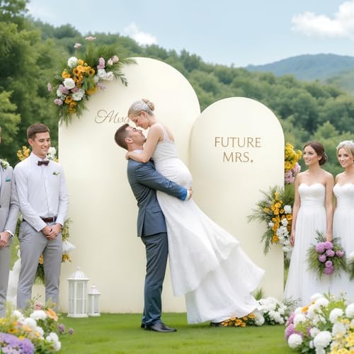 Ivory Arch Backdrop Cover 7.2FT 6FT Spandex Arch Covers Stretchy Backdrop Set of 2, Double-Layer Wrinkle Free Wedding Arch Stand Cover Party Backdrop Curtains for Baby Shower Birthday Party Decoration - Image 4