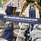12 Pack Navy Blue Cheesecloth Table Runners 21x120 Inch Boho Gauze Table Runner 10FT Long Rustic Sheer Navy Table Runner for Baby Shower,Wedding,Party,Birthday,Home Table Decor - Image 6