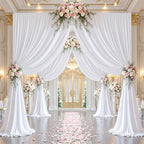 40x10ft White Backdrop Curtain Panels for Parties - Wrinkle Free Polyester Photo Curtain Backdrop Wedding Back Drop Fabric Drapes for Party Decorations Background for Photography - Image 3