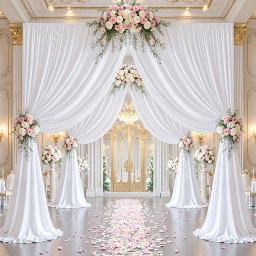 20x10ft White Backdrop Curtain Panels for Parties - Wrinkle Free Polyester Photo Curtain Backdrop Wedding Back Drop Fabric Drapes for Party Decorations Background for Photography - Image 6