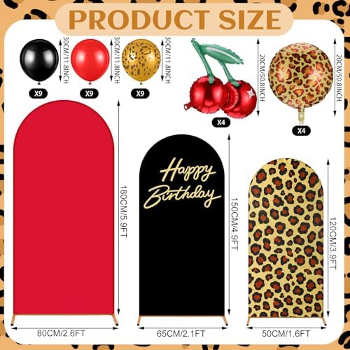 Foilswirl 34 Pcs Red Leopard Party Decor Leopard Cherry Arch Backdrop Cover - Image 3