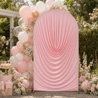 7.2FT Pink Arch Cover - Stretchy Fitted Arch Backdrop Cover for Round Top Chiara Backdrop Stand for Wedding Baby Shower Birthday Party Bridal Shower Decorations - Image 4