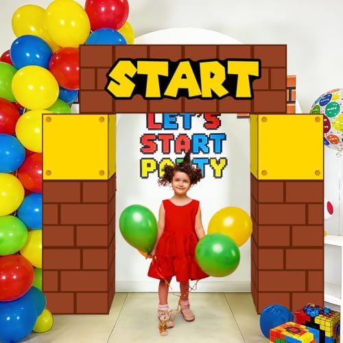 Super Theme Party Decorations Cardboard Playhouse Large Paper Boxes Super Playhouse Adventure Games Kit Big Party Boxes Castle with Arch Brother Adventure Decor for Baby Shower Gamer Birthday Favors - Image 7