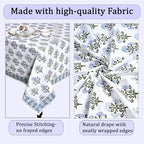 Ridhi Mughal Buta Blue Hand Block Print Cotton Tablecloth 102 x 48 Inch - Image 6